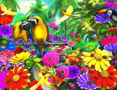 â˜…Joy of the Great Dayâ˜… - dreams, great day, places, trees, animals, ladybugs, creative pre-made, insects, paintings, birds, attractions in dreams, forests, summer, tropical, stunning, lovely, nature, love four seasons, beautiful, scenery, delight, butterfly designs, flowers, lovely flowers