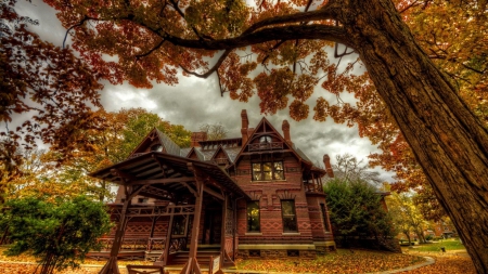 mark twain house in hartford connecticut hdr - house, trees, autumn, museum, hdr