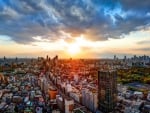 wonderful sunset over a cityscape hdr