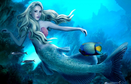 Beautiful Mermaid - shakira, beautiful, photography, girl, fantasy, mermaid, digital, woman, art, wallpaper