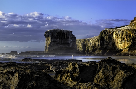 Cliff - sky, lake, blue, cliff, photo