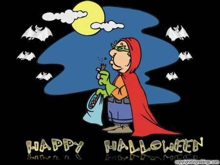 Eating your treats - lolly bag, child, eating treats, bats, full moon, halloween, night, cape