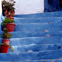 The blue steps Velez de Benadaulla Andalucia