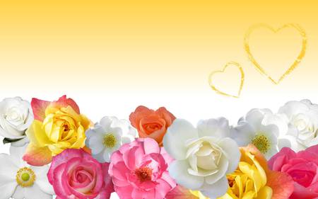 Flower Power - love, hearts, roses, beautiful, colorful, flowers