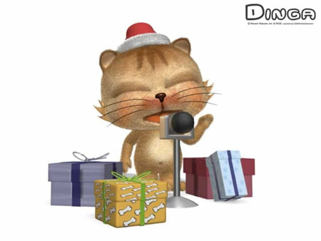 Ginga Cat Carol Singing - christmas, singing, presents, microphone, ginga cat