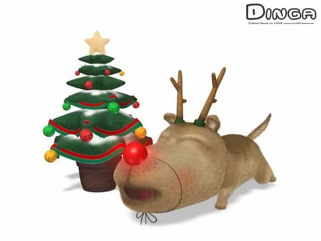 Red Nosed Reindeer - christmas tree, reindeer, red nose