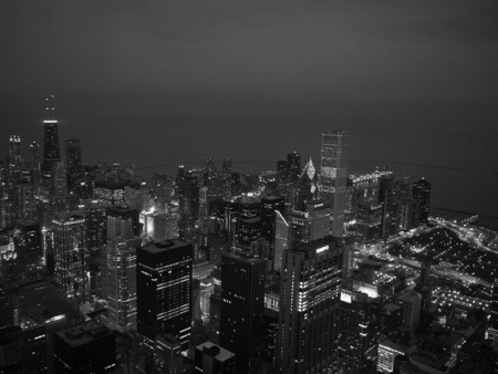 Chicago at night - total darkness, city, night, buildings, chicago