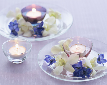 Romantic Candles - table, candles, flower petals, romantic