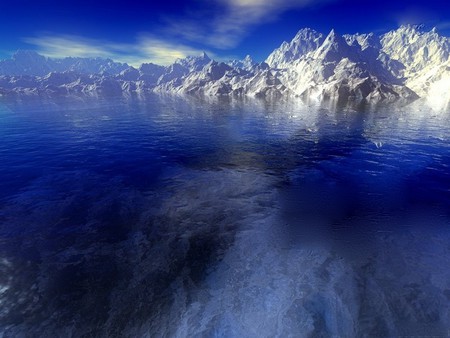 BLUE OCEAN - ice, digital, montain, ocean, art