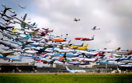 Abstract of Planes Taking Off - abstract, commercial, humorous, planes