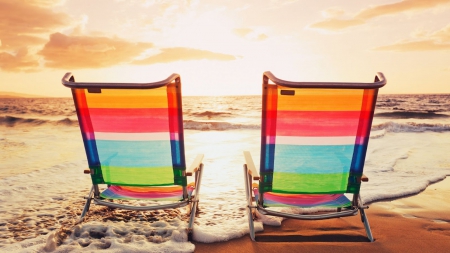 Ready to Relax - water, chairs, beach, sand