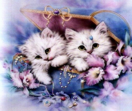 ..Jewel Box.. - adorable, animals, kittens, draw and paint, kitty, lovely, jewellry, creative pre-made, love four seasons, box, pretty, weird things people wear, cats, paintings, flowers, cute