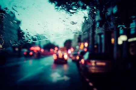 Rain - bokeh, rain, water, cars, road, nature, window, rainy, lights