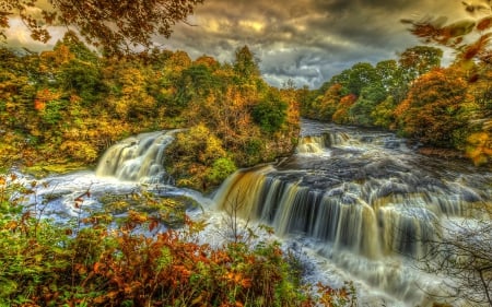 Outdoor nature - outdoor, water, beautiful, waterfall, photo, magic, fields, tree, nature, cascade, colorful