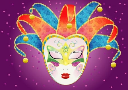 Carnival Mask - mask, magenta, unique, black, glitter, purple, yellow, dark, carnival, carnival mask, green, golden, circus, adobe, cyan, illustrator, red, blue