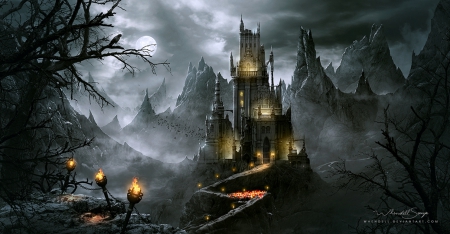 Dracula's Castle - abstract, fantasy, castle, dracula