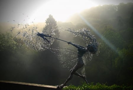 Metal Fairy Art - fairy, dandelion, metal, art