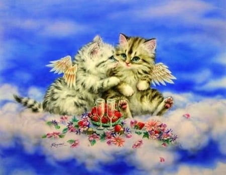 ..Heavenly Romantic.. - glasses, kittens, animals, wings, creative pre-made, pretty, paintings, cute, celebrations, adorable, kitty, draw and paint, summer, lovely, love four seasons, strawberries, romantic, naughty, weird things people wear, cats, sweet, beloved valentines, flowers, colors