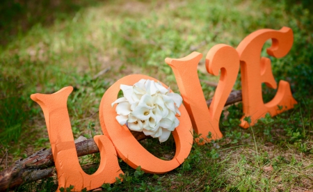 * LOVE * - word, love, feeling, bouquet, flowers