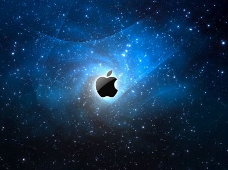 Apple logo - sign, company, magic, blue, beautiful, lovely, stars, universe, design, computer, apple, iphone