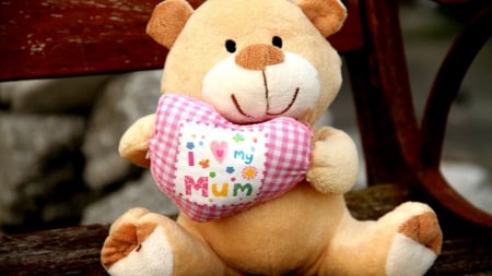 �.♥ �.Teddy�.♥ �. - I love my mom, soft toy bear, heart, i love my mum