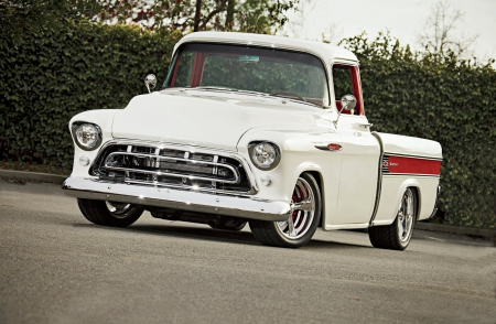 1955-Chevy-Cameo - Bowtie, Truck, White, Classic