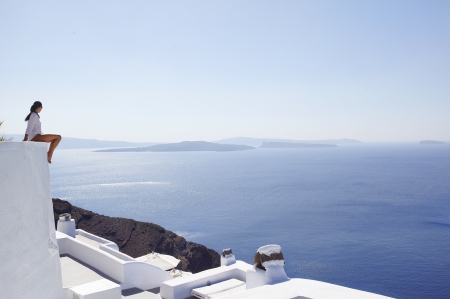 Glorious Greece - woman, view, greece, sea