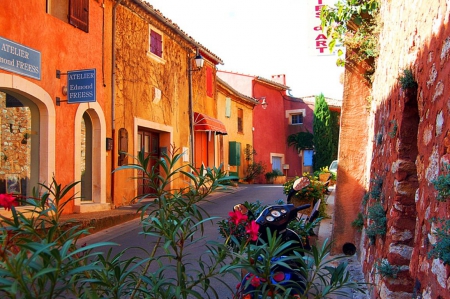 Italian Town - flowers, street, houses, bike