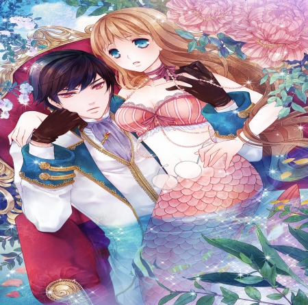 Ningyohime - love, princess, couple, mermaid, long hair, romance, manga