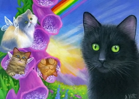 Painting - purple, cute, cat, kittens