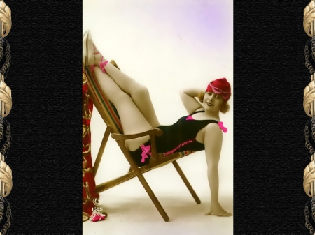 A Unknown Model17 - A Unknown Model17, swimsuit, colorized, vintage