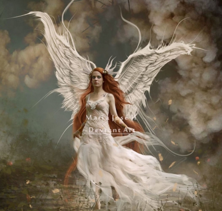 Fantasy Girl - wings, abstract, lady, angel