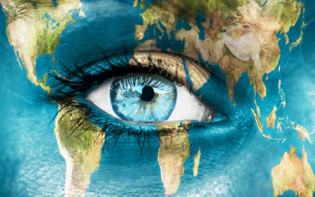 World's eye - abstract, blue, water, eye, summer, world