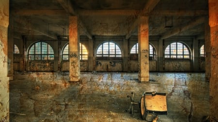 urban blight in textured photo hdr - hdr, graffiti, room, blight, texture, abandoned, building