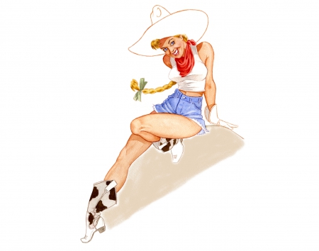 Cowgirl Classic - style, girls, westerns, women, hats, cowgirls, drawing, art, fun, female