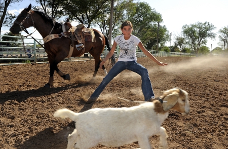 Working Girl - cowgirl, goat, horse, boots