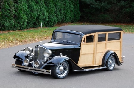 1933-Buick-Phantom-Woodie - classic, black, 1933, hotrod