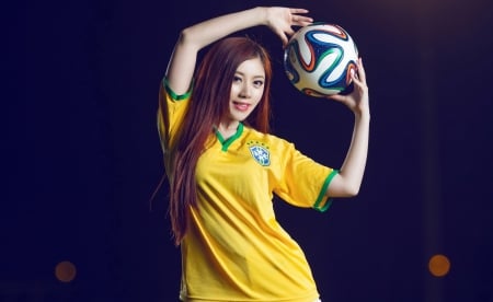 Model - women, ball, yellow, model