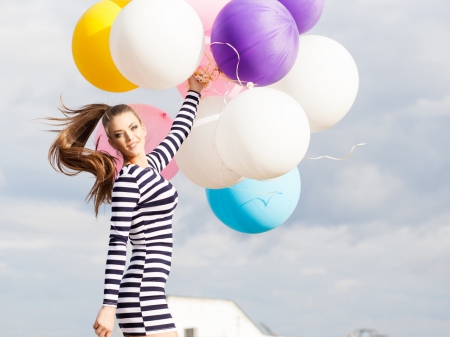 Balloon Girl - balloon, lady, girl, model