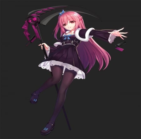 Beauty Dark Girl - black, beautiful, girl, white, lady, pink hair, purple cute, woman, demale, beauty, sweet, dark, anime, dress, art, long hair, lovely, female