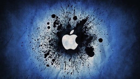 Apple Blue Splatter Grunge - grunge, abstract, blue, splatter, apple, apple logo