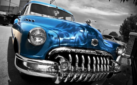 Buick - black, buick, grey, white, retro, car, blue