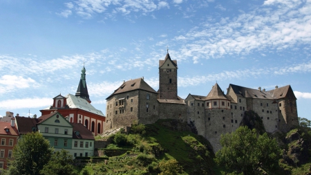 lovely all world castle - sky, hill, town, castle