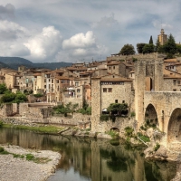 river outside a town in catalonia spain