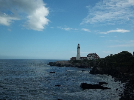 Portland Head Light - ocean, lighthouse, Maine, sky