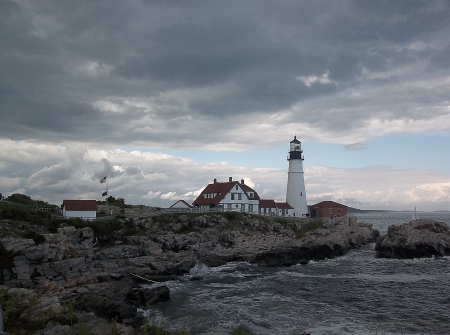 Portland Head Light - ocean, lighthouse, Maine, sky