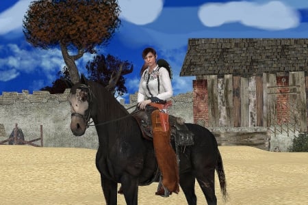 Cowgirl Deputy Sheriff Claire - girls, westerns, women, hats, cowgirls, art, horses, games, fun, female, boots