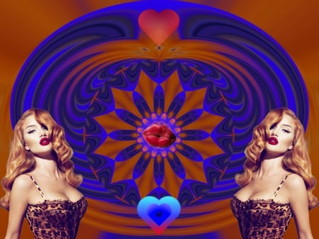 Love of Red Lipstick - eye candy, collage, 3d, fractal, abstract