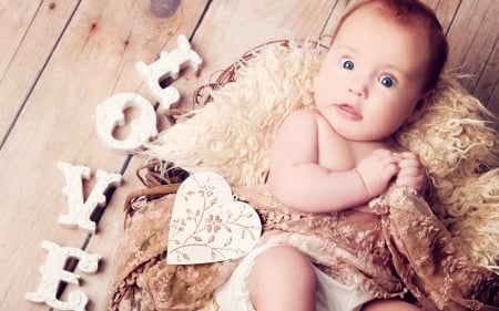 Baby - child, funny, beautiful girl, cute, baby, love, happy child, girl, babies, christmas, children, word, heart, blue eyes