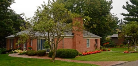 Cute Summer Home - summer house, cute summer home, summertime, summer flowers, beautiful house, red roses